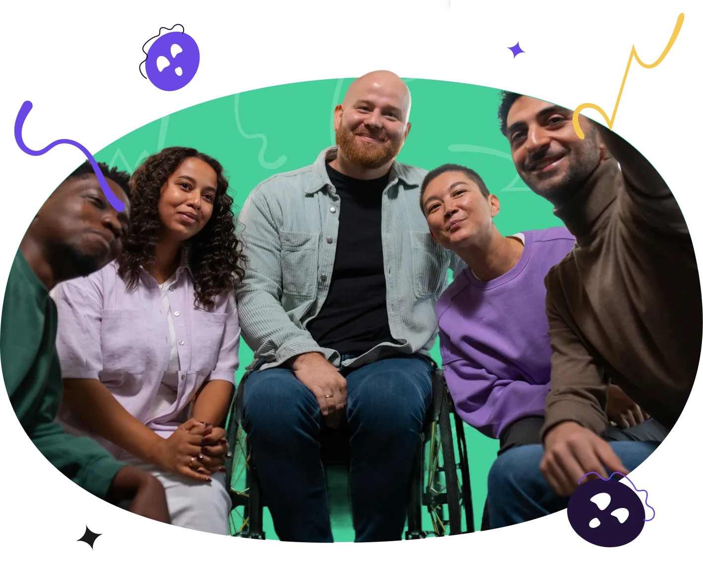 Members of The Circl smiling together during an online support session