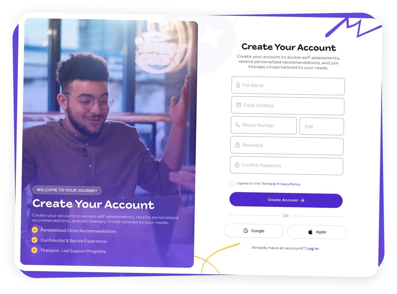 The Circl account creation screen with sign-up form
